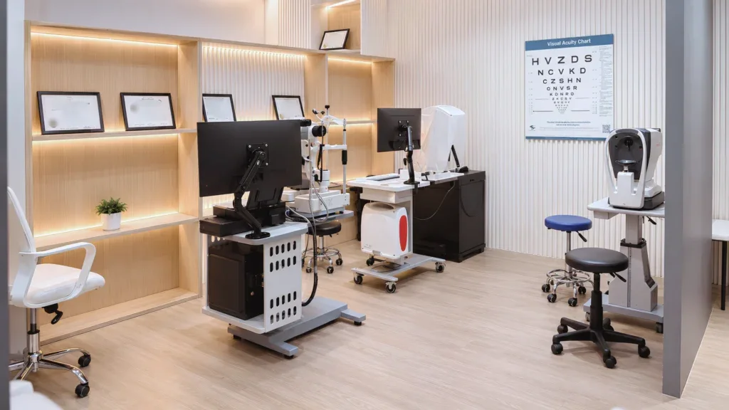 Eye examination and diagnostic equipment at Cam Sur Eye Center